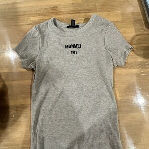 Fitted Y2K Light Gray Ribbed Top small